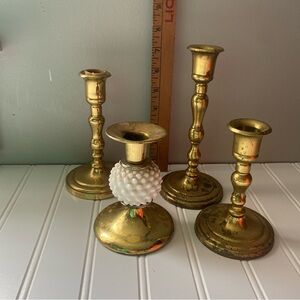 Elegant Brass Candle Holder Set